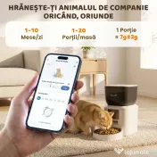 PawHut Distribuitor Automat de Hrană pentru Pisici 4L, WiFi 2.4G, Control App cu Înregistrare 10s, Bol, Alb | Aosom Romania 