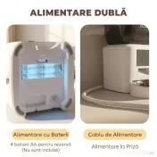 PawHut Distribuitor Automat de Hrană pentru Pisici 4L, WiFi 2.4G, Control App cu Înregistrare 10s, Bol, Alb | Aosom Romania 