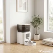 PawHut Distribuitor Automat de Hrană pentru Pisici 4L, WiFi 2.4G, Control App cu Înregistrare 10s, Bol, Alb | Aosom Romania 