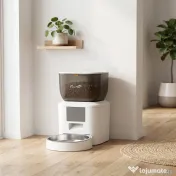 PawHut Distribuitor Automat de Hrană pentru Pisici 4L, WiFi 2.4G, Control App cu Înregistrare 10s, Bol, Alb | Aosom Romania 