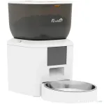 PawHut Distribuitor Automat de Hrană pentru Pisici 4L, WiFi 2.4G, Control App cu Înregistrare 10s, Bol, Alb