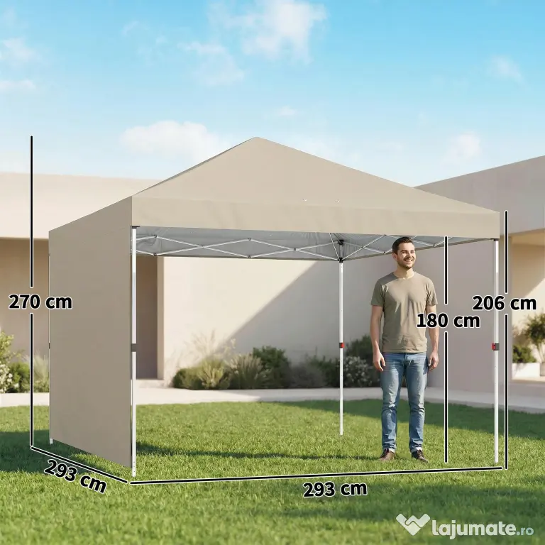 Pavilion Outsunny 3x3m, Impermeabil pentru Grădină și Petreceri în Aer Liber, Bej | Aosom Romania