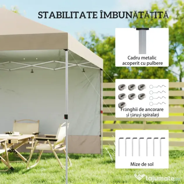 Pavilion Outsunny 3x3m, Impermeabil pentru Grădină și Petreceri în Aer Liber, Bej | Aosom Romania