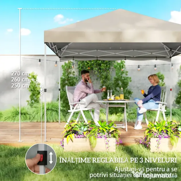 Pavilion Outsunny 3x3m, Impermeabil pentru Grădină și Petreceri în Aer Liber, Bej | Aosom Romania