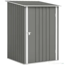 Outsunny Căsuță de Grădină 0.92m² din Oțel Galvanizat, Capann pentru Unelte cu Ușă Blocabilă, Acoperiș Înclinat, 100x104x160 cm, Gri | Aosom Romania