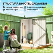 Outsunny Căsuță de Grădină 0.92m² din Oțel Galvanizat, Capann pentru Unelte cu Ușă Blocabilă, Acoperiș Înclinat, 100x104x160 cm, Gri | Aosom Romania