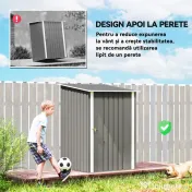 Outsunny Căsuță de Grădină 0.92m² din Oțel Galvanizat, Capann pentru Unelte cu Ușă Blocabilă, Acoperiș Înclinat, 100x104x160 cm, Gri | Aosom Romania