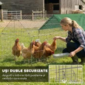PawHut Cușcă pentru Iepuri și Găini de Exterior și Interior cu Protecție Solară și Grilaj Metalic, pentru Animale Mici, Rațe, Găini, 180x75x75 cm, Verde | Aosom Romania 