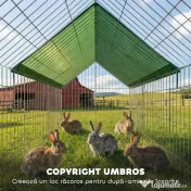 PawHut Cușcă pentru Iepuri și Găini de Exterior și Interior cu Protecție Solară și Grilaj Metalic, pentru Animale Mici, Rațe, Găini, 180x75x75 cm, Verde | Aosom Romania 