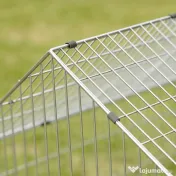 PawHut Cușcă pentru Iepuri și Găini de Exterior și Interior cu Protecție Solară și Grilaj Metalic, pentru Animale Mici, Rațe, Găini, 180x75x75 cm, Verde | Aosom Romania 