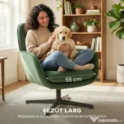 HOMCOM Fotoliu de Salon Rotativ 360° cu Pernă Lombară Detașabilă, Șezut Generos, Fotoliu Tapițat Modern din Catifea cu Cotiere, pentru Living, 73x83.5x85 cm, Verde | Aosom Romania 