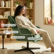 HOMCOM Fotoliu de Salon Rotativ 360° cu Pernă Lombară Detașabilă, Șezut Generos, Fotoliu Tapițat Modern din Catifea cu Cotiere, pentru Living, 73x83.5x85 cm, Verde | Aosom Romania 