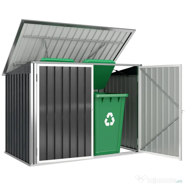 Outsunny coteț pentru tomberoane, spațiu pentru gunoi, ascunzătoare tomberoane, cutie coteț | Aosom Romania