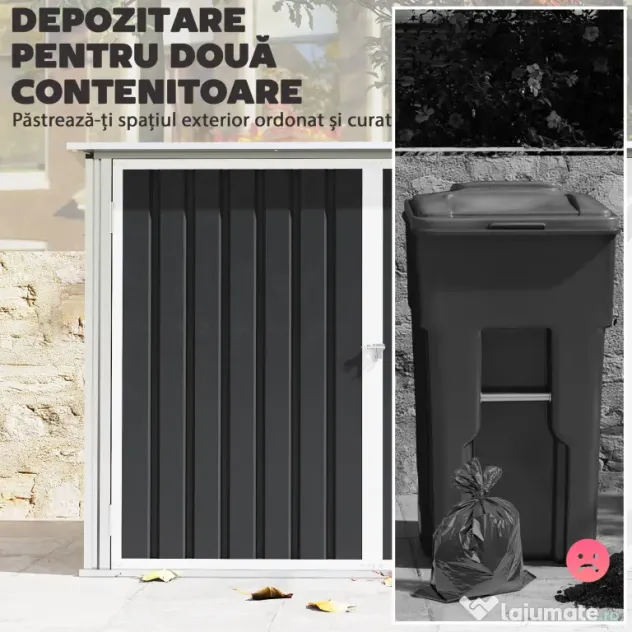 Outsunny coteț pentru tomberoane, spațiu pentru gunoi, ascunzătoare tomberoane, cutie coteț | Aosom Romania