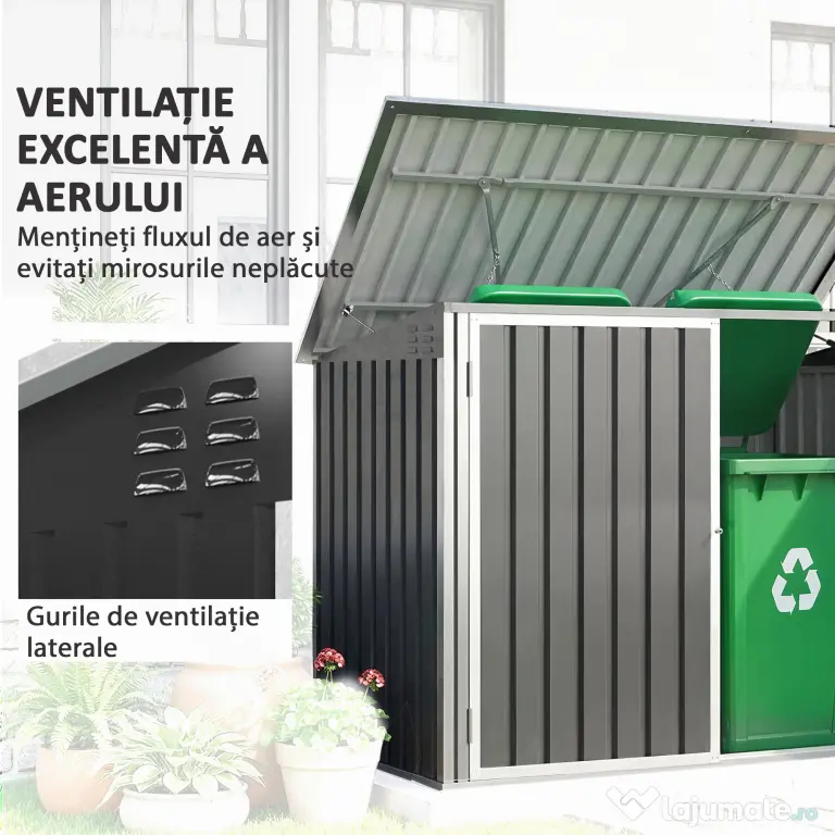 Outsunny coteț pentru tomberoane, spațiu pentru gunoi, ascunzătoare tomberoane, cutie coteț | Aosom Romania