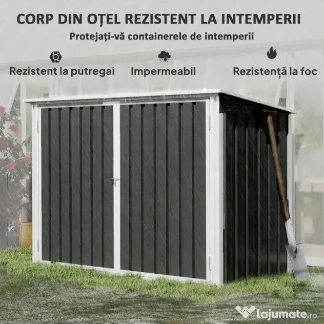 Outsunny coteț pentru tomberoane, spațiu pentru gunoi, ascunzătoare tomberoane, cutie coteț | Aosom Romania