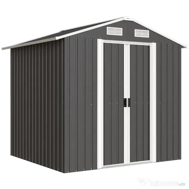 Outsunny Șopron de Grădină din Oțel cu 2 Uși Glisante, Negru, 2,6 m² | Aosom Romania