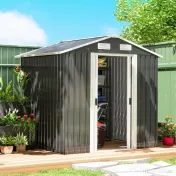 Outsunny Șopron de Grădină din Oțel cu 2 Uși Glisante, Negru, 2,6 m² | Aosom Romania