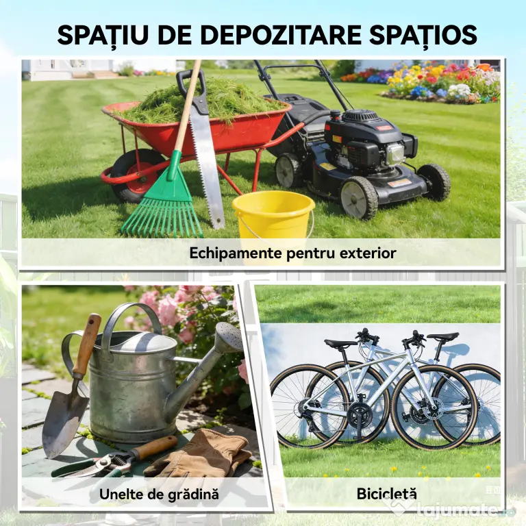 Outsunny Șopron de Grădină din Oțel cu 2 Uși Glisante, Negru, 2,6 m² | Aosom Romania