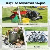 Outsunny Șopron de Grădină din Oțel cu 2 Uși Glisante, Negru, 2,6 m² | Aosom Romania