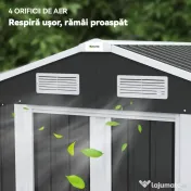 Outsunny Șopron de Grădină din Oțel cu 2 Uși Glisante, Negru, 2,6 m² | Aosom Romania