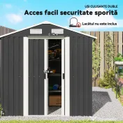 Outsunny Șopron de Grădină din Oțel cu 2 Uși Glisante, Negru, 2,6 m² | Aosom Romania