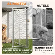 PawHut Împrejmuire pentru Câini cu Acoperiș Impermeabil, 4x2,3x2 m, Argintiu | Aosom Romania 