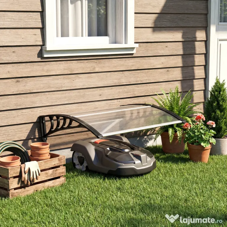 Outsunny Acoperiș exterior pentru mașină de tuns iarba, impermeabil și protecție UV 30+, din aluminiu, 100x81x43 cm, alb