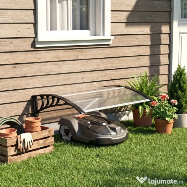 Outsunny Acoperiș exterior pentru mașină de tuns iarba, impermeabil și protecție UV 30+, din aluminiu, 100x81x43 cm, alb