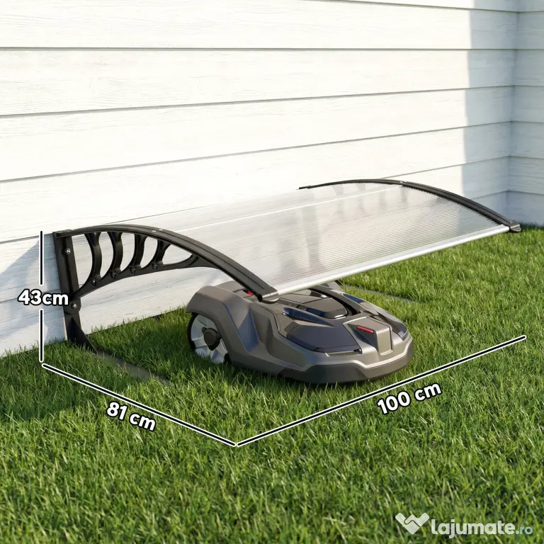 Outsunny Acoperiș exterior pentru mașină de tuns iarba, impermeabil și protecție UV 30+, din aluminiu, 100x81x43 cm, alb