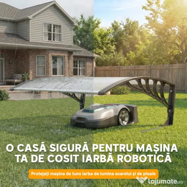 Outsunny Acoperiș exterior pentru mașină de tuns iarba, impermeabil și protecție UV 30+, din aluminiu, 100x81x43 cm, alb