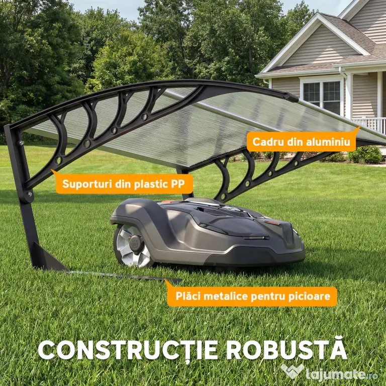 Outsunny Acoperiș exterior pentru mașină de tuns iarba, impermeabil și protecție UV 30+, din aluminiu, 100x81x43 cm, alb