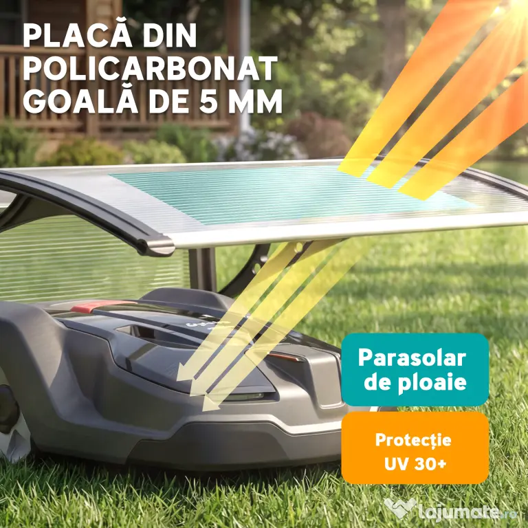 Outsunny Acoperiș exterior pentru mașină de tuns iarba, impermeabil și protecție UV 30+, din aluminiu, 100x81x43 cm, alb