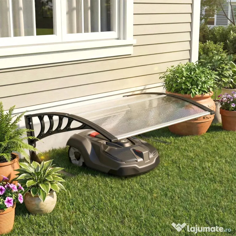 Outsunny Acoperiș exterior pentru mașină de tuns iarba, impermeabil și protecție UV 30+, din aluminiu, 100x81x43 cm, alb