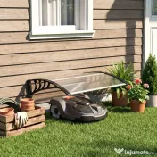 Outsunny Garaj pentru Robot de Tuns Gazon cu Acoperire din Aluminiu 100x81x43 cm, Alb | Aosom Romania 