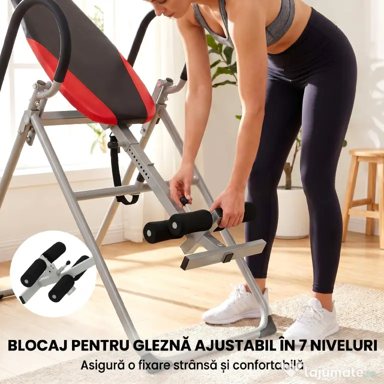 SPORTNOW Masă Robustă pentru Inversiune cu Blocare Reglabilă pentru Glezne | Aosom Romania