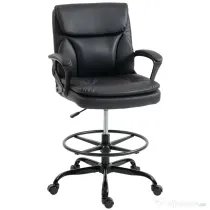 HOMCOM Scaun de desen Scaun de birou ergonomic rotativ cu înălțime și suport pentru picioare reglabil Negru | Aosom Romania