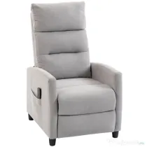 HOMCOM Fotoliu Masaj Reclinabil Manual 160° Chenille cu Suport pentru Picioare, Telecomandă și Buzunare, Gri Deschis