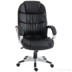 HOMCOM Scaun de Birou Ergonomic Rotativ din Piele PU, Funcție Legănare, Înălțime Reglabilă, Capacitate 120kg, Negru