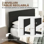 HOMCOM Cadru de Pat Dublu cu Lamele, 160x200cm, Negru 