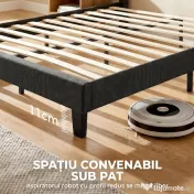 HOMCOM Cadru de Pat Dublu cu Lamele, 160x200cm, Negru 