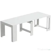 HOMCOM Masă Extensibilă Convertibilă în Consolă pentru 10 Persoane, PAL, Oțel, 240 x 90 x 78 cm, Alb | Aosom Romania