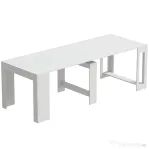 HOMCOM Masă Extensibilă Convertibilă în Consolă pentru 10 Persoane, PAL, Oțel, 240 x 90 x 78 cm, Alb