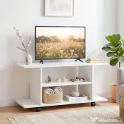 HOMCOM Mobilier unghiular cu roți și rafturi, până la 42", alb | Aosom Romania