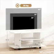 HOMCOM Mobilier unghiular cu roți și rafturi, până la 42", alb | Aosom Romania