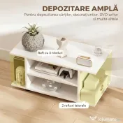 HOMCOM Mobilier unghiular cu roți și rafturi, până la 42", alb | Aosom Romania