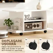 HOMCOM Mobilier unghiular cu roți și rafturi, până la 42", alb | Aosom Romania