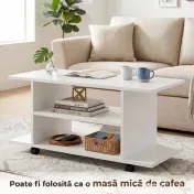 HOMCOM Mobilier unghiular cu roți și rafturi, până la 42", alb | Aosom Romania