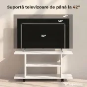 HOMCOM Mobilier unghiular cu roți și rafturi, până la 42", alb | Aosom Romania