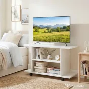 HOMCOM Mobilier unghiular cu roți și rafturi, până la 42", alb | Aosom Romania